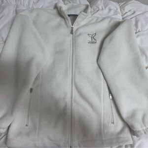 White Fleece Jacket with Embroidered Logo